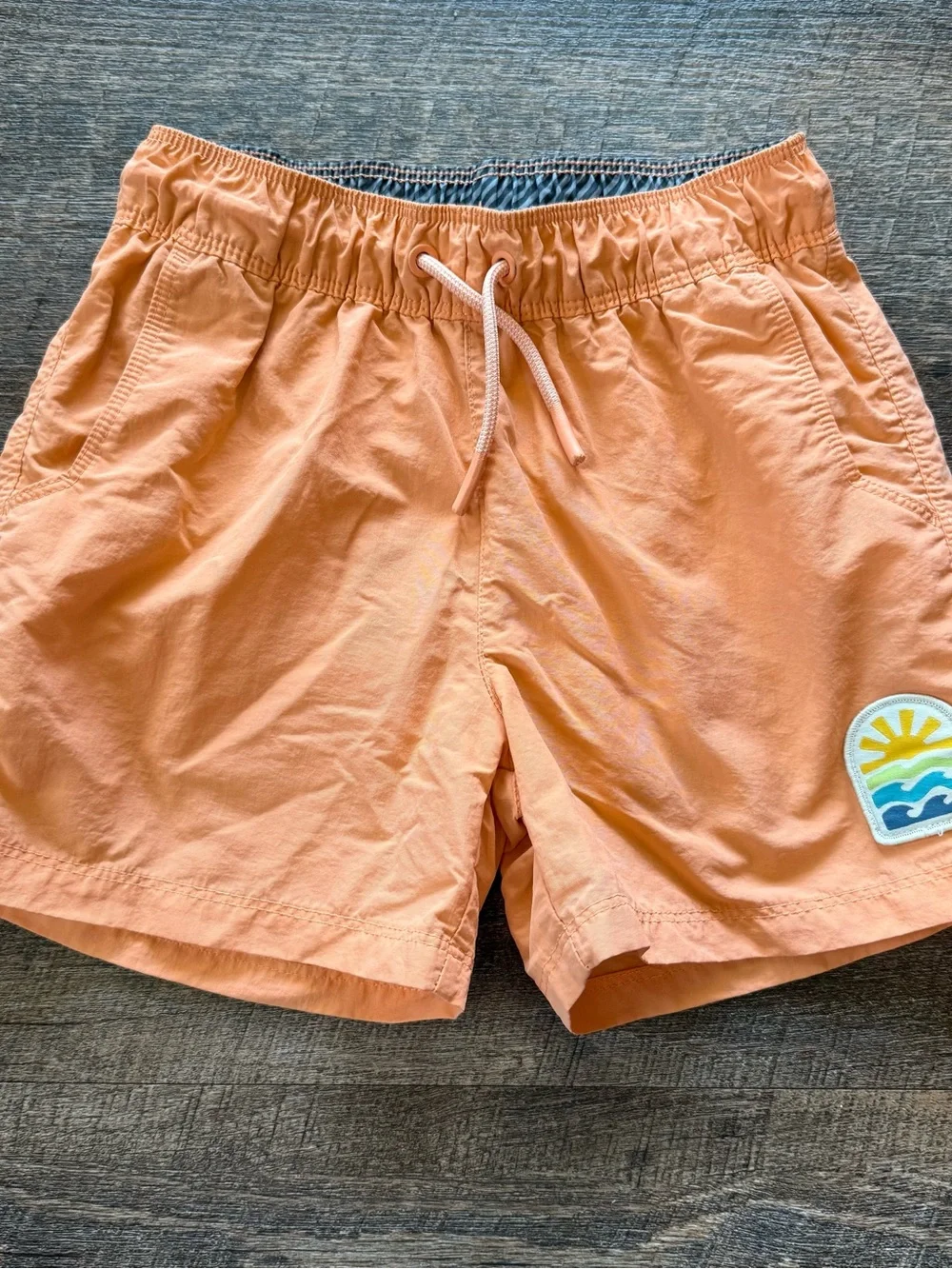 art class Peach Swim Trunks with Drawstring and Wave Patch boys size 6/7